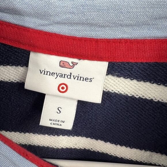 Vineyard Vines Womens 1/4 Zip Blue White Striped Coastal Nautical Small - Picture 3 of 10